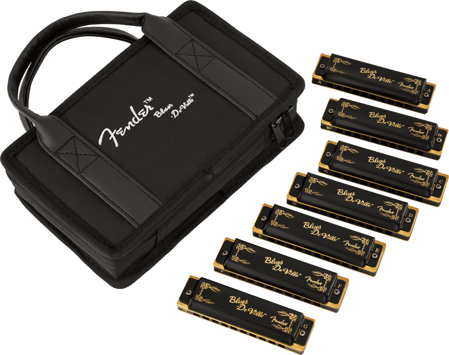 Blues DeVille Harmonicas - 7 Pack with Case